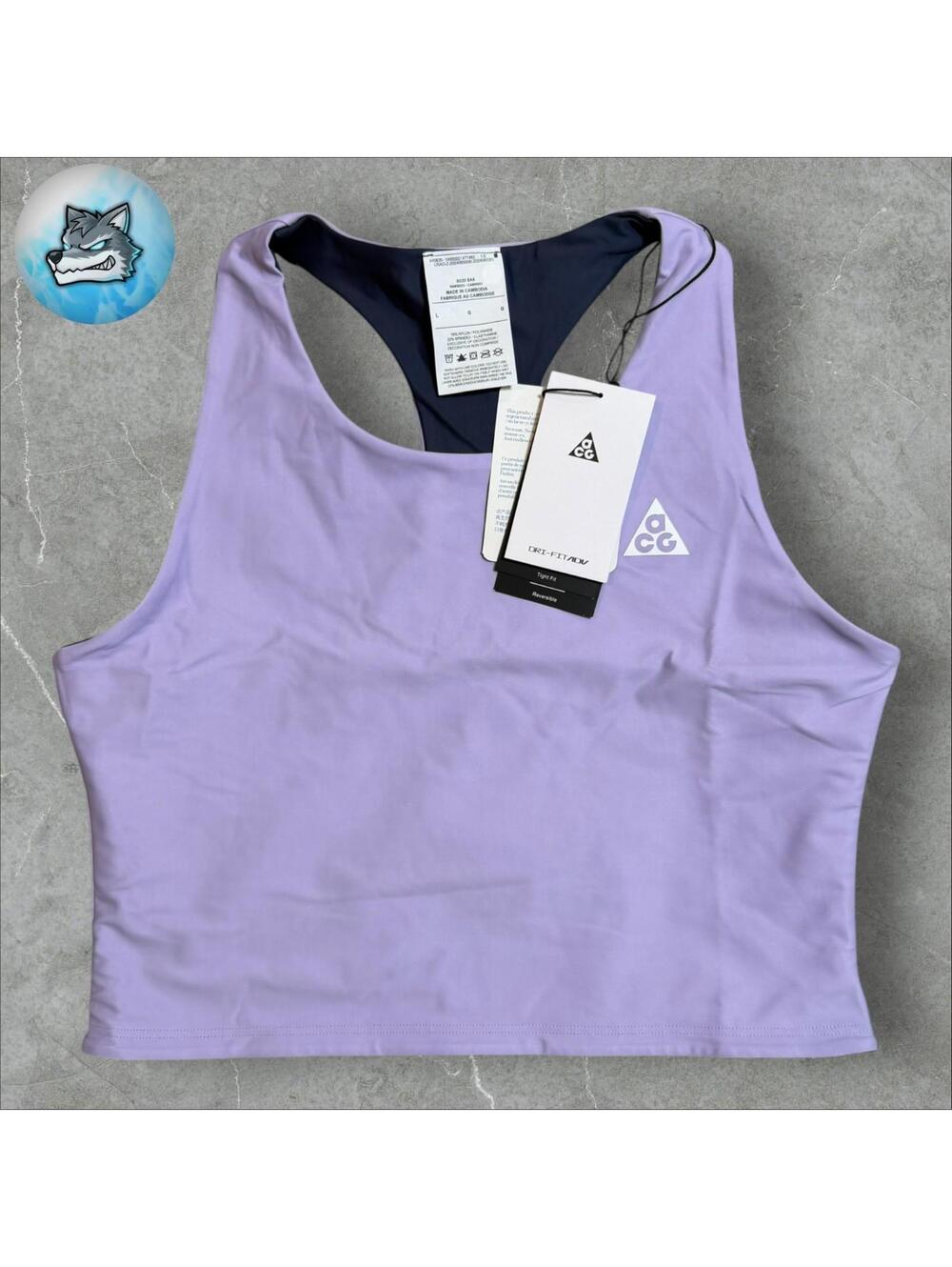 Nike ACG Tree Frog Women Sz L Dri-FIT ADV Purple Grey Reversible Tank HJ0252-515